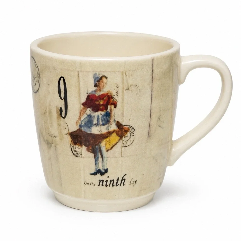Williams Sonoma 12 Days of‎ Christmas Coffee Tea Mug Cup Day 9/ 10 Ladies Lords